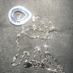 Silver Diamond And Sapphire Necklace