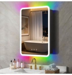 ONLY $95: 20x32 Inch RGB Backlit Lighted Medicine Cabinet with Mirror RGB Backlit