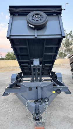 New 8x4x14 Grey Heavy Duty Scissor Lift Hydraulic Dump Trailer With All Accessories Included 🔥🏆