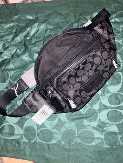 Coach Track Belt Bag Signature Charcoal Black