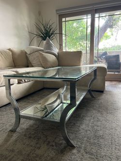 Glass coffee table with chrome