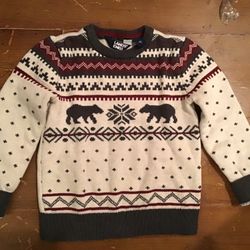 Land’sEnd Polar Bear Youth Kids Unisex For Boy or Girl Christmas ugly Sweater Size XS 5-6 Years Old.