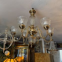 Beautiful Brass Crystal Chandelier