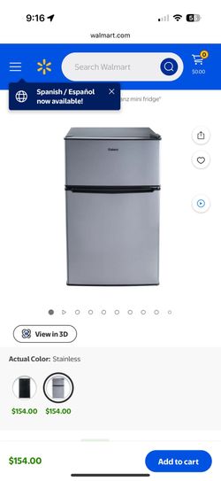 Galanz 3.1 Cu Ft Mini Fridge with Freezer – Stainless Steel, Energy Star, Two-Door Compact Refrigerator