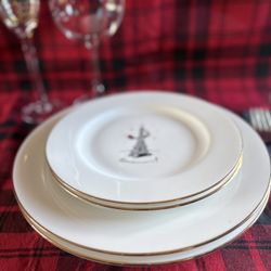 Holiday Plates - Dinner and Dessert, Gold Trimmed