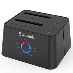 WAVLINK USB 3.0 and USB C to SATA Dual-Bay External Hard Drive Docking Station for 2.5/3.5 Inch HDD/SSD with UASP (6Gbps), Support Offline Clone/Dupli