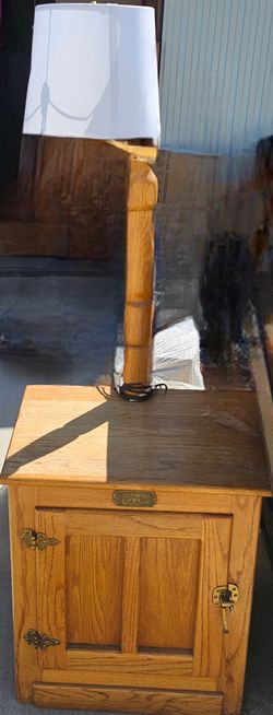 Antique Nightstand With Lamp Attached