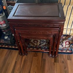 Asian Solid Rosewood Nesting Tables 