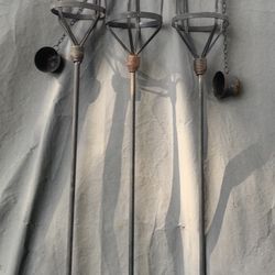 3 metal Tiki Torch holders 1 is missing cap 