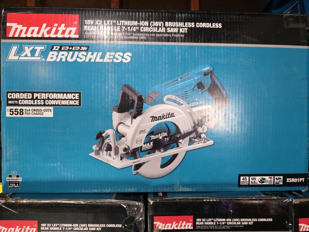 New Makita
18V X2 LXT 5.0Ah Lithium-Ion (36V) Brushless Cordless Rear Handle 7-1/4 in. Circular Saw Kit