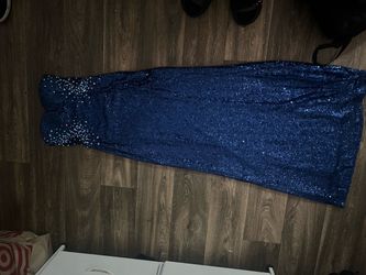 2000s blue gem dress strapless