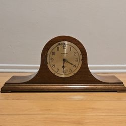 Vintage Mahogony Wooden Westminster Herschede Hall Mantle Chime Electric Clock