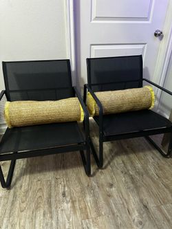 Outdoor chairs set with glass table