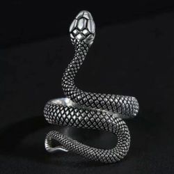 Maria Snake Ring- Antique Black Adjustable Snake Wrap Ring
