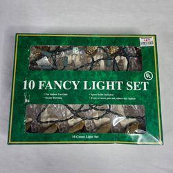 Vintage Holiday Time Angels 10 Light Set Gold Wings Tree Clips Indoor 9ft Total