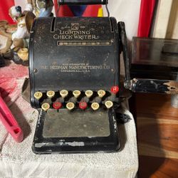 Vintage Hedman Mfg. Co. Lightning Check Writer Antique Office Decor Decorative 