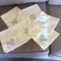 6 Hand made Dinner Table napkins,Egyption Cotton,brand new Kitchen 
