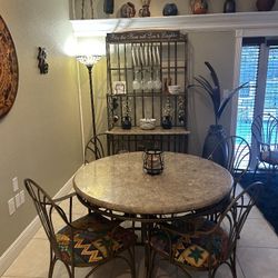 Marble and  Wrought Iron Dining Table