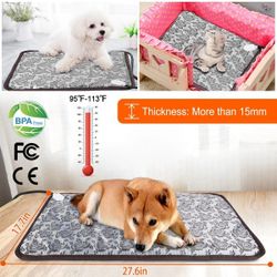 Pet Heating Pad, 27.6x17.7x0.6in Indoor Dog Cat Heating Pad Waterproof Adjustable Temperature with Chew Resistant Steel Cord for Dogs Cats Rabbits, Gr