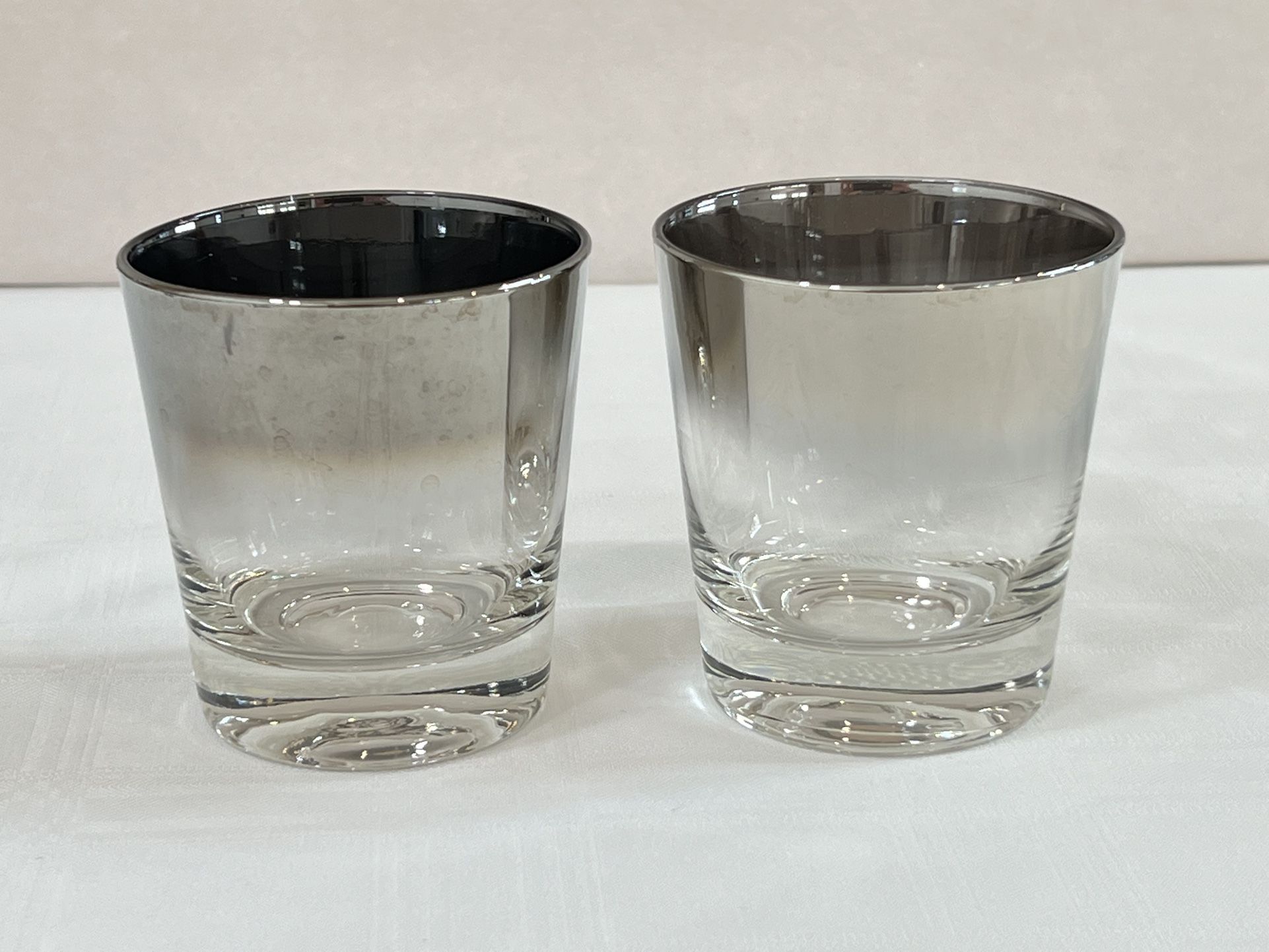 Set of 2 Dorothy Thorpe Style Silver Fade Lowball 8 oz. Old Fashioned Whiskey Rocks Glasses