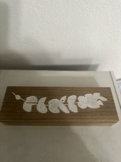 * Wooden Box with White Leaf Design 🍃🌷