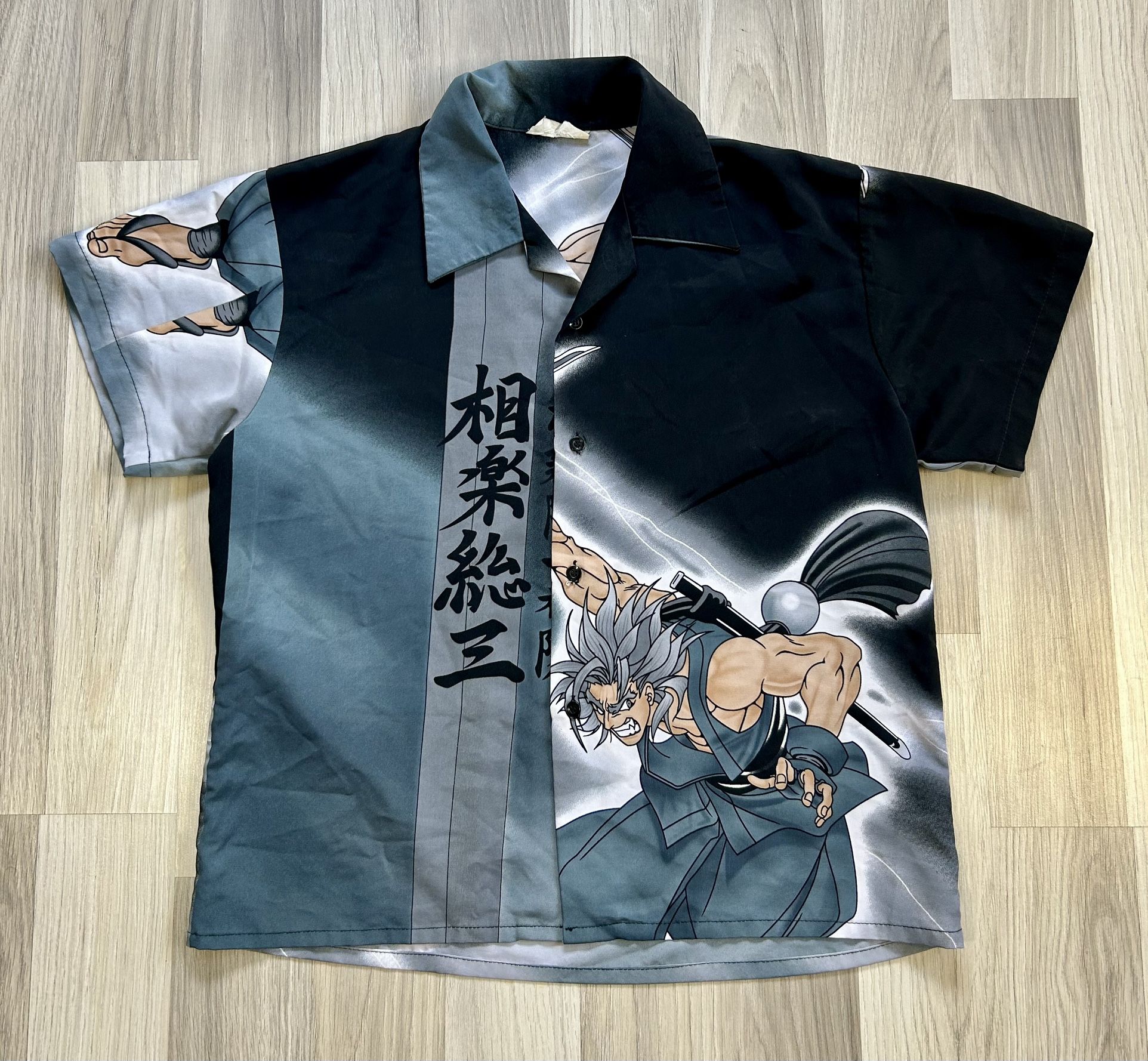 Anime Style “Sagara Sozo” Samurai Art Button Down Shirt Youth Medium/Large