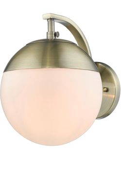 Golden Lighting Dixon 1-Light Wall Sconce in Aged Brass and Opal Glass