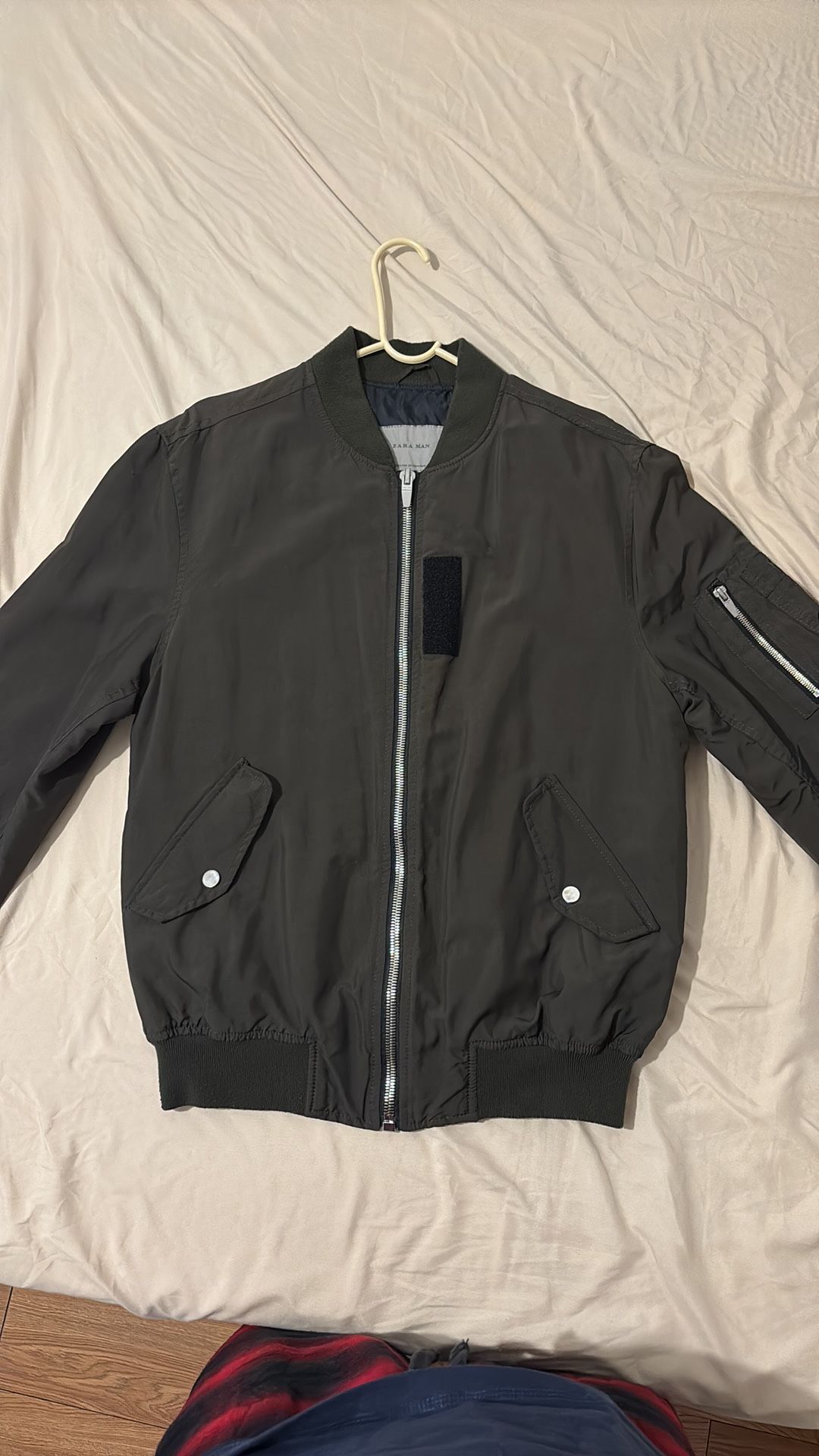Zara Olive Bomber Flight Jacket
