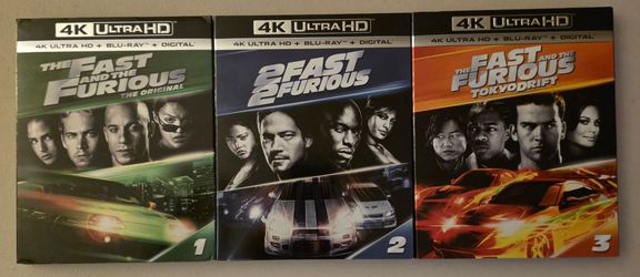 Fast & Furious 1-3 4K Ultra HD Blu-ray Lot w/ Slipcovers
