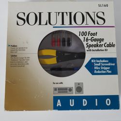 Solutions 100 foot 16-gauge speaker cable with installation kit, SL160 , New ..
Condition is New ( Open Box) .
Kit includes: 
* Small Screwdriver 
* W