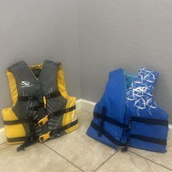 2 Youth Life Jackets 50-90 Lbs. 