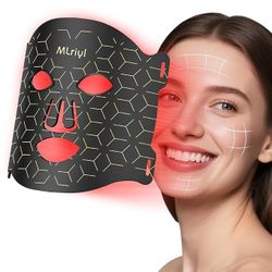 Red Light Therapy for Face, 7 Color Modes Portable LED Face Mask Light Therapy with 2000mAh Rechargeable Wired Controller, 3 Levels 