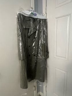 Olive Green Double-Breasted Trench Coat