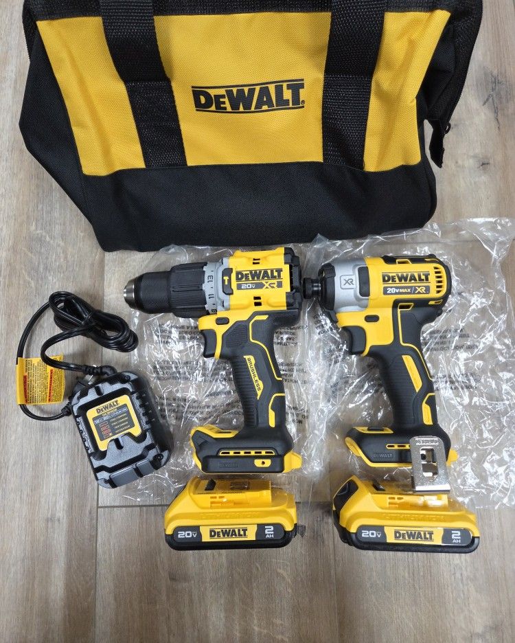 NEW DeWalt 20V XR Brushless Hammer Drill & XR 3-Speed Impact Driver Combo Kit