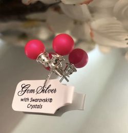 Pink neon Beautiful earrings . Pearl silver 925
