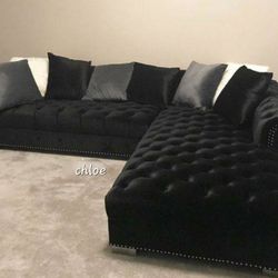 
\ASK DISCOUNT COUPON` sofa Couch Loveseat Living room set sleeper recliner daybed futon 🏆ryal Black Velvet Raf Sectional 