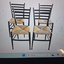 4 Italian Black Wood Dining Chairs