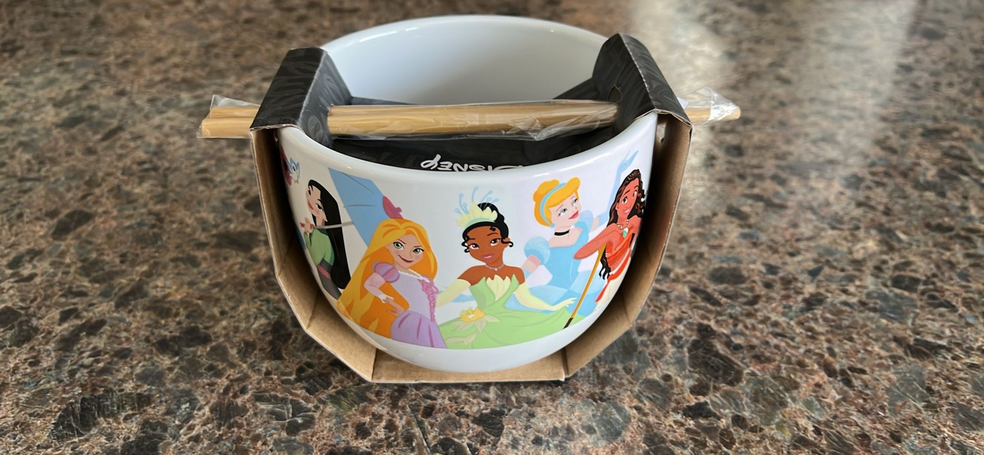 New Disney Princesses Ramen Pasta Noodle Bowl with Chopsticks