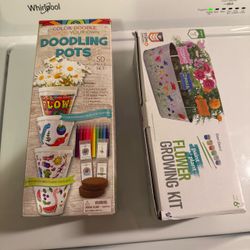 NEW Kids Crafts Grow Your Own Flowers & Pot Decorating Kits Set of 2 Must Pick Up