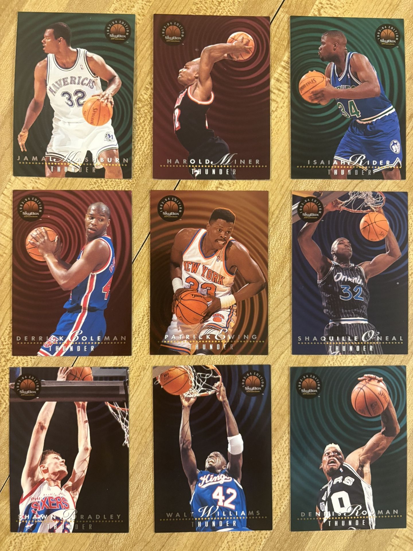 1993-94 Skybox Thunder & Lightning 9 Card Set Shaq/Penny Ewing/Starks Rodman/Robinson