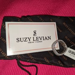 Suzy Levian Sterling Silver Cubic Zirconia Square Pave Eternity Ring. 