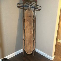 Antique Wood And Metal Sled. 
