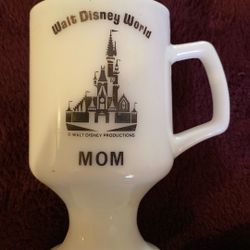White Milk Glass Walt Disney World MOM Mug