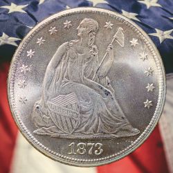 1873-CC Seated Liberty Dollar Silver Plated Novelty Coin - Uncirculated