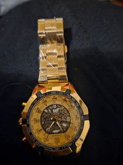 Unralon Gold Skeleton Tachymeter Watch