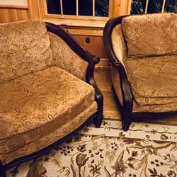 A Set Of 2 Custom Bernhardt Fabric And Mahogany, Formal Chairs