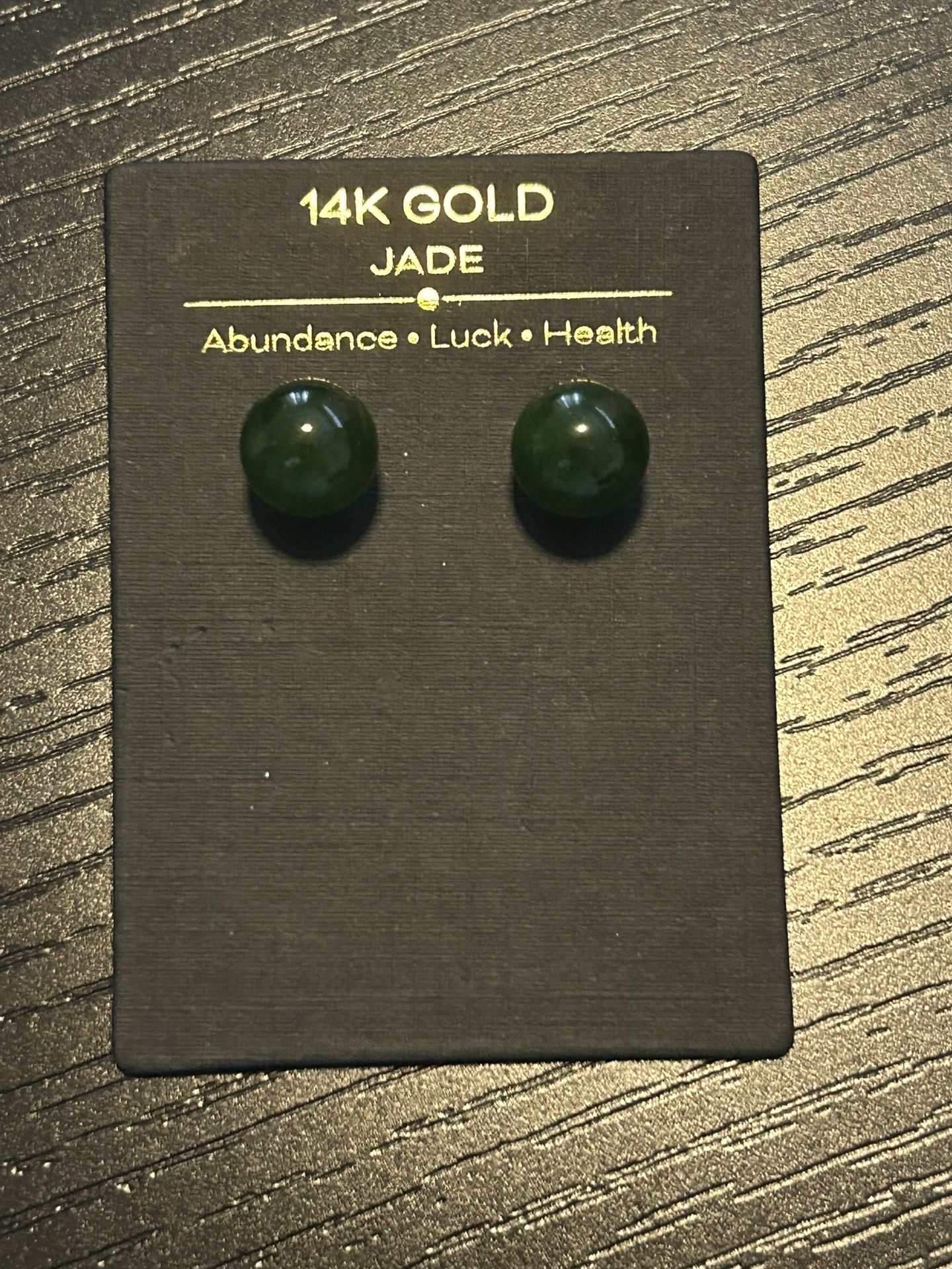 14k Gold Jade Earrings 