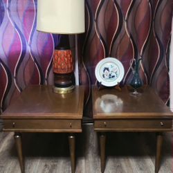 2 AMERICAN OF MARTINSVILLE Mid-century 1960s 1 Drawer Side Tables TRUE MCM (READ) Both $175