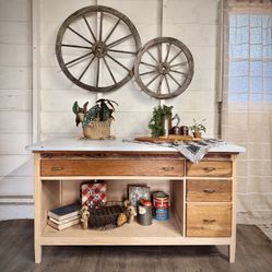Antique Hoosier Cabinet/ Kitchen Island/ Coffee Bar/ Buffet 