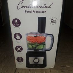 Brand New Continental 3-Cup Food Processor, Opened for Photos Only
